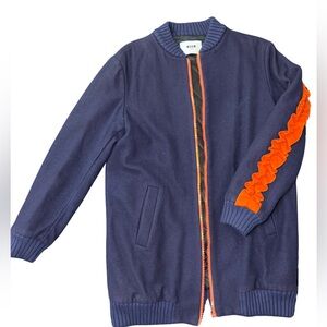 MSGM Blue Jacket with Bright Orange Trim